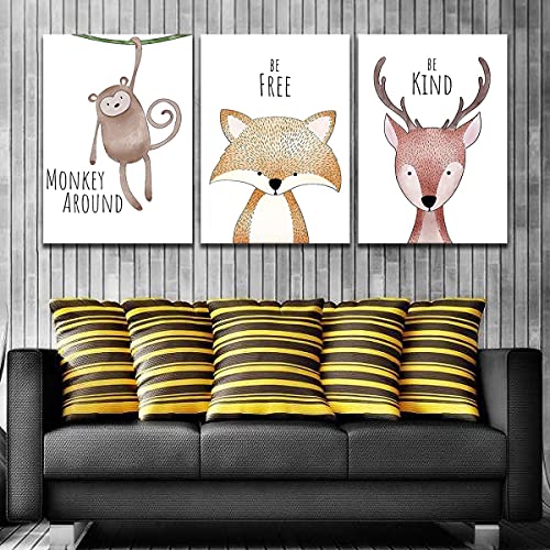 Toile murale HD triptyque animal abstrait pour salon moderne - 4