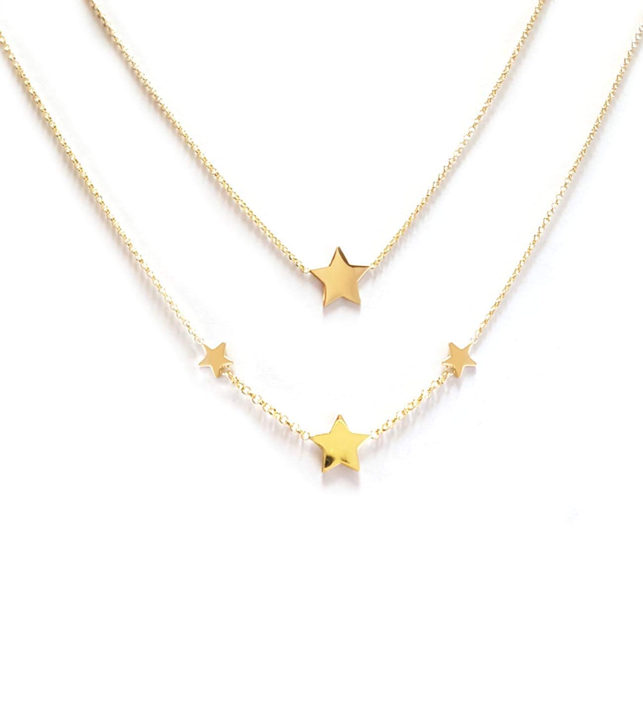 Linea Italia Gioielli - Collana per Donna a Due Fili in Argento 925 Placcato Oro con Stelle - Made In Italy