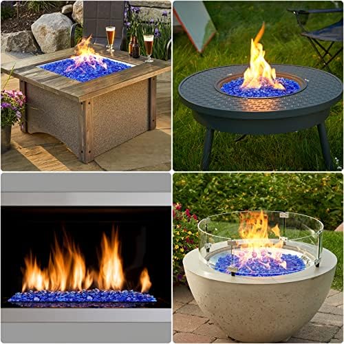 onlyfire 10 lbs Fire Glass for Propane Fire Pit, 1/2-Inch High Luster Fireplace Glass Rocks for Fire Pit Table, Cobalt Blue - 3