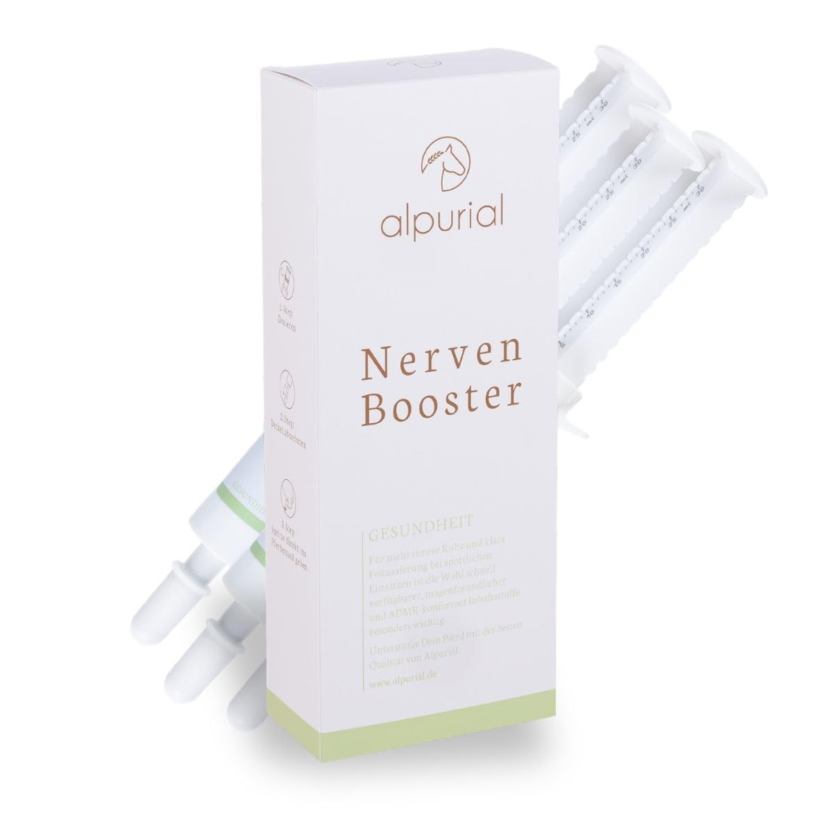 Nerven Booster - Ergänzungsfuttermittel für Pferde - von Tierärzten entwickelt - Paste zur Fütterung vor fordernden Momenten - mit Magnesium, B12 & Ashwagandha - ADMR-konform (3 x 30 ml)