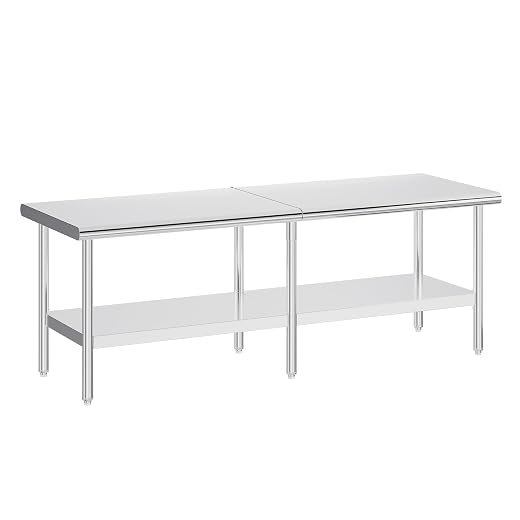 Jocisland 96x30 Stainless Steel Prep Table, Anti-Cut Rounded Edge