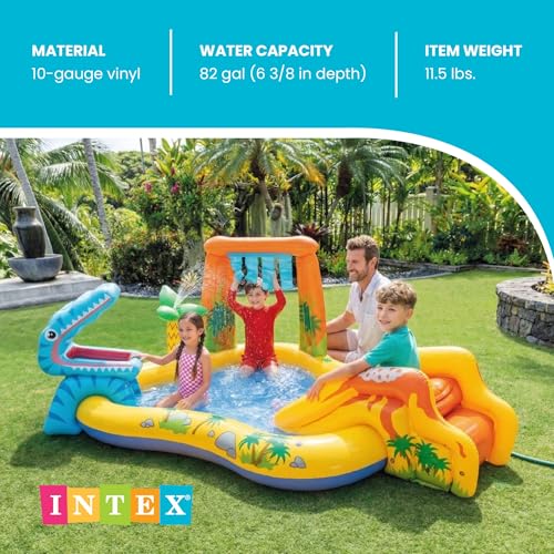 Intex 57444NP - Aufblasbarer Play Center Dinosaurier, Vinyl, Mehrfarbig, 249x191x109 cm