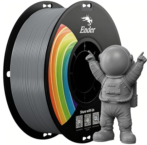 Creality Ender-PLA+ 3Dプリンターフィラメント 1.75mm径 寸法精度±0.03mm 正味量1KG 高靭性強化 繰り返し曲げても折れにくい 目詰まり・もつれ・ゆがみ・反り大幅抑制 気泡少なく安定押し出し 高精度仕上げ 初心者向け環境配慮素材 ほとんどのFDM3Dプリンター対応 K1C/K2/K2 Pro/K2 Plusに対応 灰