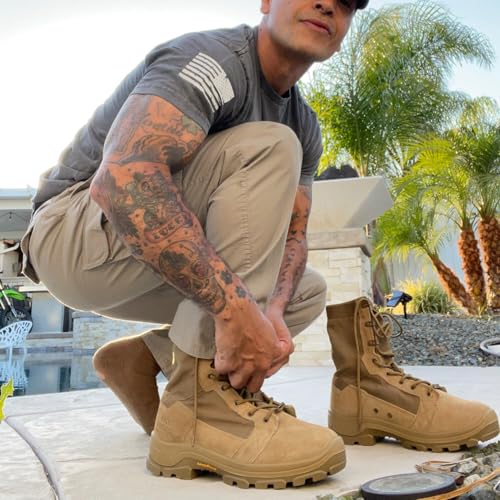 ROCKROOSTER Tactical Boots for men, Comfortable Anti-Fatigue Tech, Durable, Quick Dry Combat Boots3