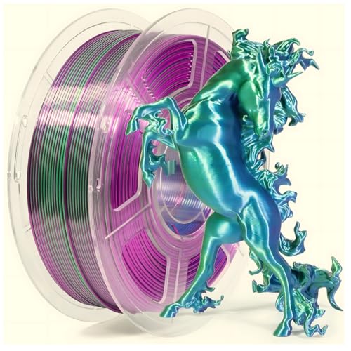 Image of FiLAMONT PLA Silk Filament 1.75mm, 3D Printer Filament, Shiny Silk 1.75 PLA Filament, 1kg(2.2Lbs) /Spool (Tri Blue Green Purple)