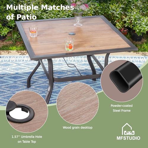 Image of PHI VILLA 37 inch Patio Table for 4, Metal Table w /Polywood Top