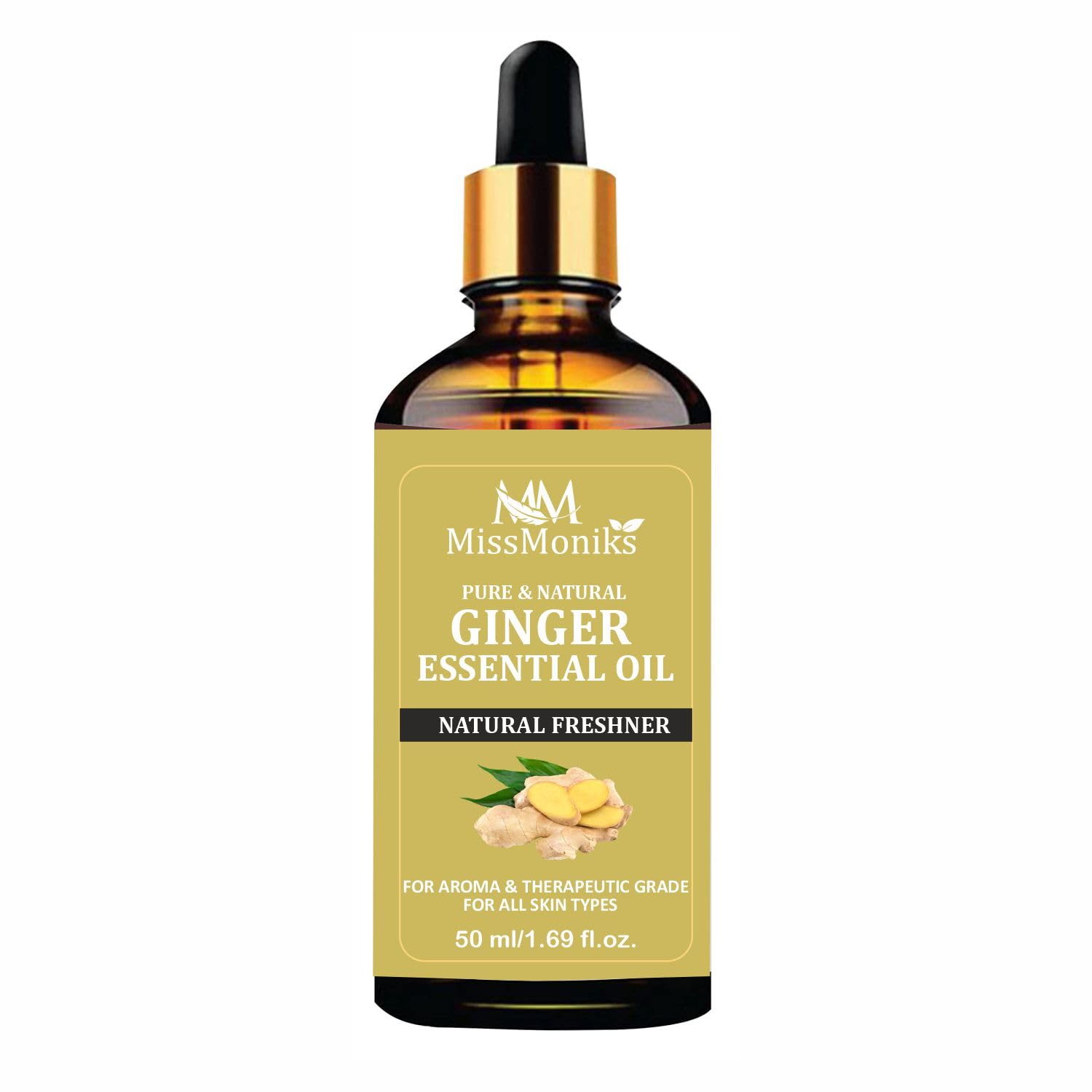 Pure & Natural Freshener Ginger Essential Oil for Aroma & Therapeutic Grade for all Skin Types 50ml/1.69fl.oz,