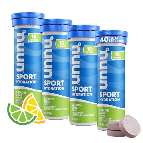 Image of Nuun Sport Electrolyte Tablets for Proactive Hydration, Lemon Lime, 4 Pack (40 Servings)