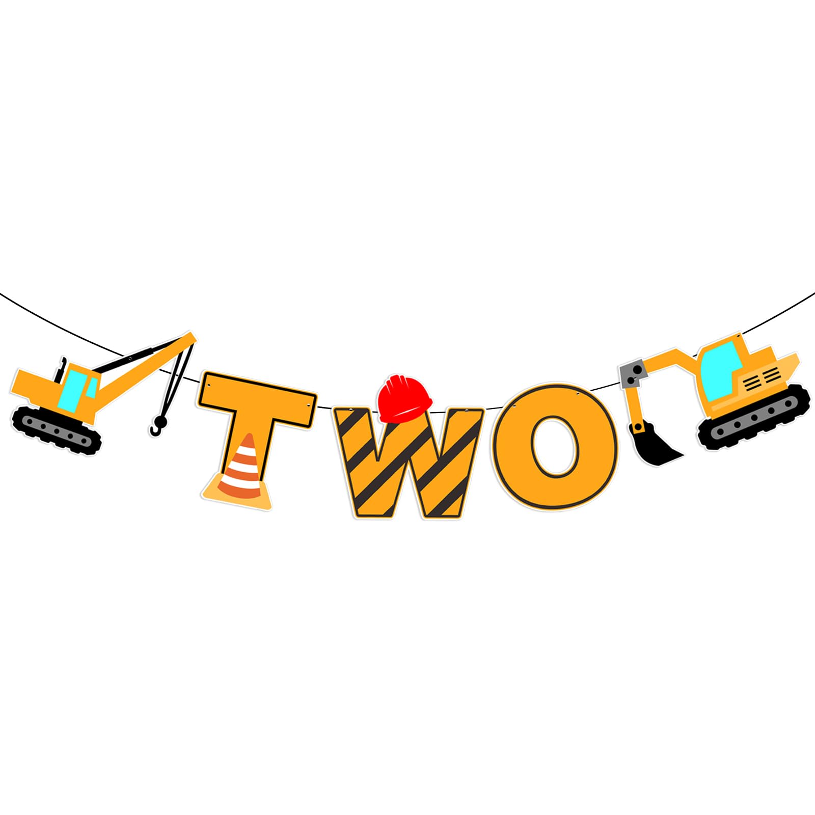 Construction Two Party Banner Garland for Boys Construction Truck Theme 2nd Birthday Baby Shower Party Supplies