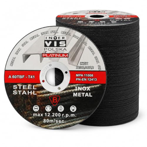 Tarcze Tnące do Metalu i Stali INOX, 125 x 1,0 mm, Otwór 22,2 mm, Płaskie, Zestaw 100 szt.