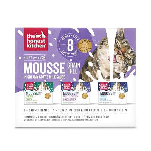 The Honest Kitchen Human Grade Cat Grain Free Mousse in Goat's Milk Variety Pack, 2.8oz (Pack of 8)