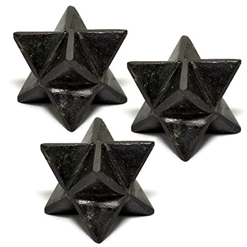 31mm Black Tourmaline Merkaba Star Natural Crystal Schorl Palm Stone Star 8 Point Merkaba Star Mineral Stone Sacred Geometry Star - 1PCS