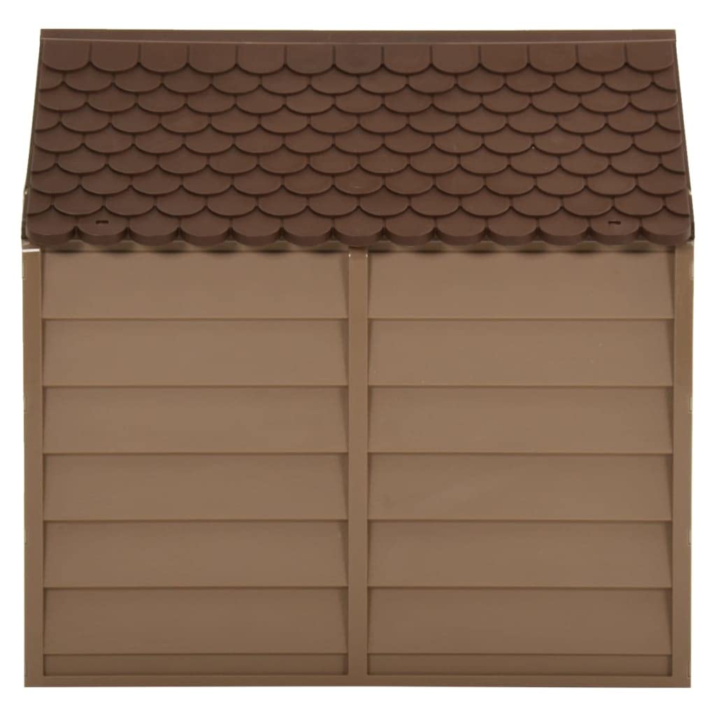 Hundehütte Braun aus 100% PP, 71x71,5x68 cm, wetterfest und UV-beständig, ideal als Rückzugsort für Welpen und kleine Hunde im Garten, Outdoor und Indoor, mit einfachem Zusammenbau