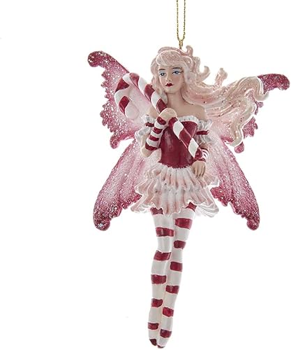 Adorno Amy Brown Red Fairy con bastón de caramelo de 5 pulgadas