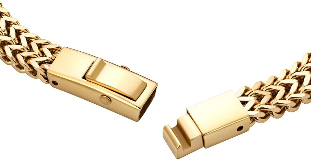 Geoffrey Beene Men's Stainless Steel Two Strand Franco Chain Bracelet, Box Clasp - Image 4