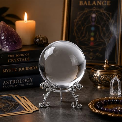 Image of ZEERSHEE 3.1in Crystal Ball with Stand, Photography Prop for Decor | Premium K9 crystal Polished for exceptional clarity Includes display stand and gift box Ready to display