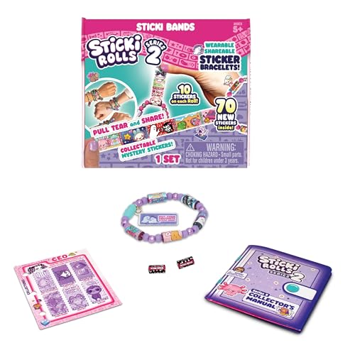 Sky Castle Sticki Rolls Sticki Bands Serie 2, tragbares & teilbares Aufkleberarmband, 70 Mini-Aufkleber, Stile