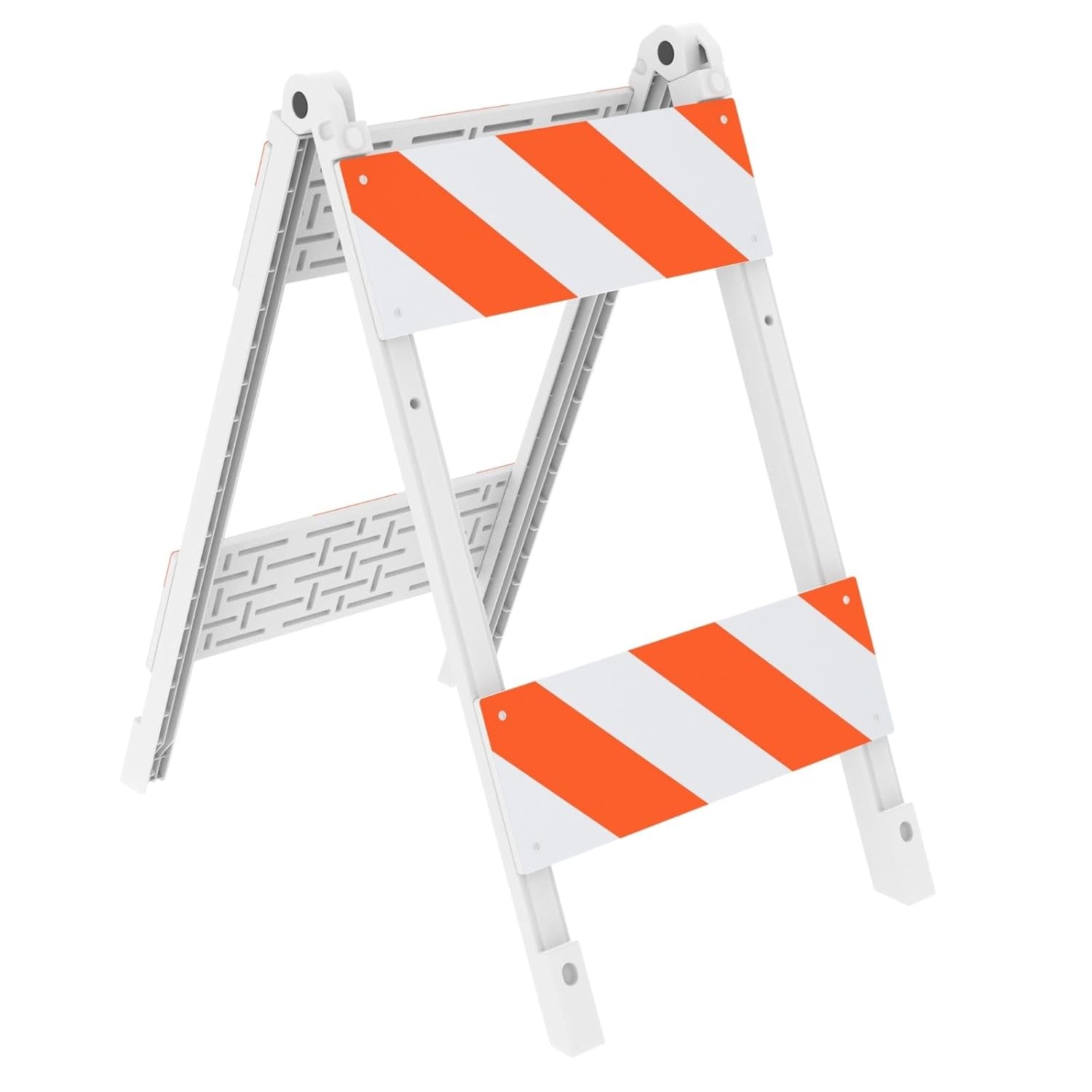 Single Pack Type II Folding Barricade 45" High, Double 8"x24" Reflective Panels, Orange White Traffic Safety Barrier for Road and Construction