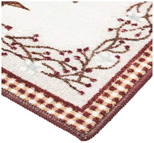 Brumlow Mills Bless Our Home Berry Blossoms Floral Welcome Door Mat For Entryway, Kitchen, Or Home Décor Area Rug, 20" X 44", Deep Red #TOP1