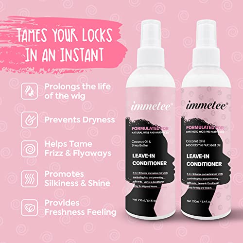 immetee Wig Spray, Leave-In Hair Conditioner for Wig, Wig Moisturing & Hydrating Detangler Hair Spray, Heat Protectant Spray for Black Women & Men. 250Ml/8.4Fl. Oz (Formulated for Natural Wigs) - Image 4