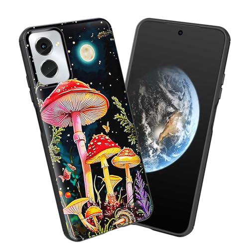 smauncucn for Moto G Power 5G 2024 Case,Soft TPU Slim Fashion Anti-Fingerprint Non-Slip Protective Phone Case Cover for Motorola Moto G Power 5G 2024 6.7",Moon Mushroom Forest Butterfly