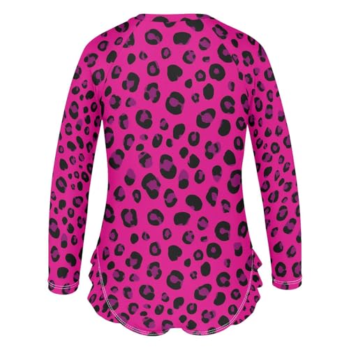 ALAZA Leopard Print Black Funny Girls One Piece Swimsuit Long Sleeve Rash Guard Swimsuits UV 50+ Swimwear Zipper3