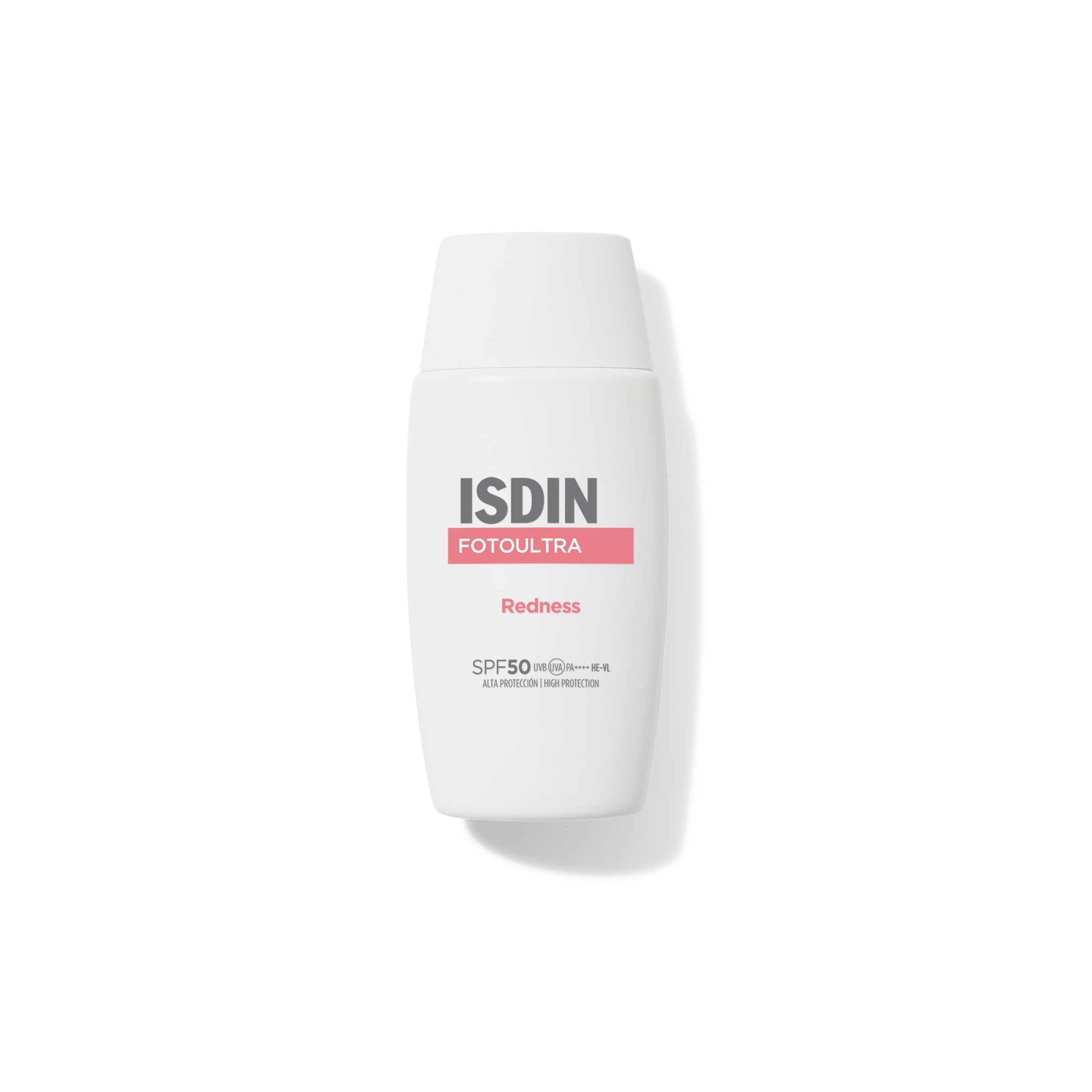 ISDIN Fotoultra Redness SPF 50, Protector Solar Facial de Textura Fluida para Piel Sensible con Alta Protección UV SPF 50, PA++++ y HE-VL que Corrige y Ayuda a Prevenir Rojeces de la Piel, 50 ml