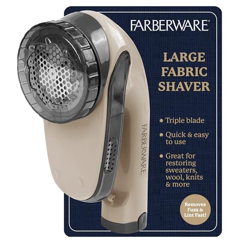 Image of Farberware Fabric Shaver & Lint Remover for Clothing, Large, Triple Blade