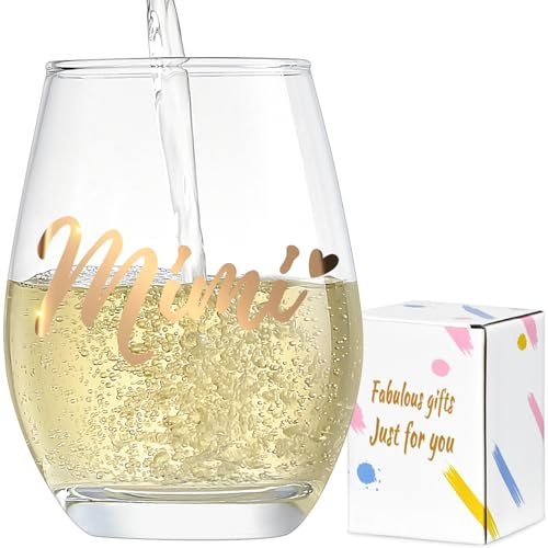 Lamyba Mimi Gifts for Grandma, Halloween/Mother's Day Gifts for grandma - Mimi Wine Glass, Unique Birthday Gift Ideas, Perfect Presents for Women, 15oz