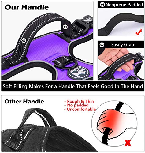 Image of PoyPet No Pull Dog Harness, No Choke Front Lead Dog Reflective Harness, Adjustable Soft Padded Pet Vest with Easy Control Handle for Small to Large Dogs(Purple,XS)