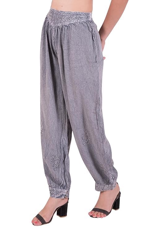 LUJOSO Harem Pants for Women | Stylish Afghani Salwar | Women's Rayon Fabric Pants Loose Fit for Yoga & Dancing | Waist Size 22 to 42 Inches, Free Size 1