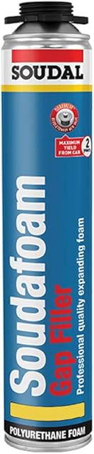 BC Profiles Soudal Soudafoam Gap Filler Gun Grade Polyurethane Expanding Foam Filler, One Component Rapid Curing, Easy to Use - 750ml