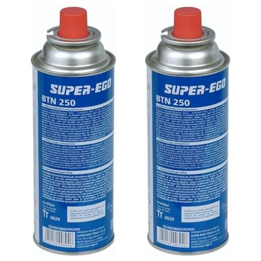 KROWN - Pack de 2 Cartuchos K-250 de Gas Butano 227g para Hornillos Quemadores, Cartucho de Gas para Camping 250, Bombonas (2 Unidades)