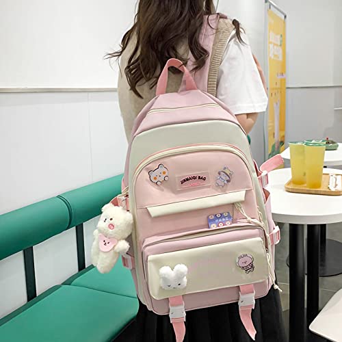 Kawaii Backpack 5Pcs Set for Student with Cute Bear Accessories - School Bags for Teen Girls Back to School Supplies3