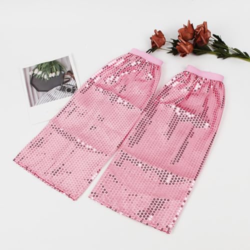 Sequins Leg Warmers Sparkle Leg Sleeves 80 Leg Socks for Women Girls Leg Gifts Rose Red3