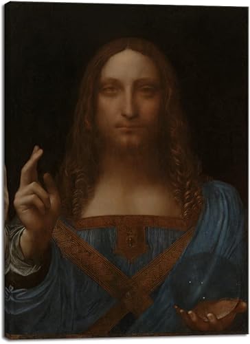 Wieco Art Lienzo impreso Salvator Mundi, 1500 por Leonardo DA VINCI Reproducciones de arte clásico Jesús lienzo arte de pared para decoración del