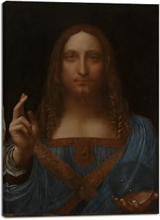 Wieco Art Canvas Prints Salvator Mundi,1500 by Leonardo DA VINCI Classic Art Reproductions Jesus Canvas Wall Art for Home Decoration