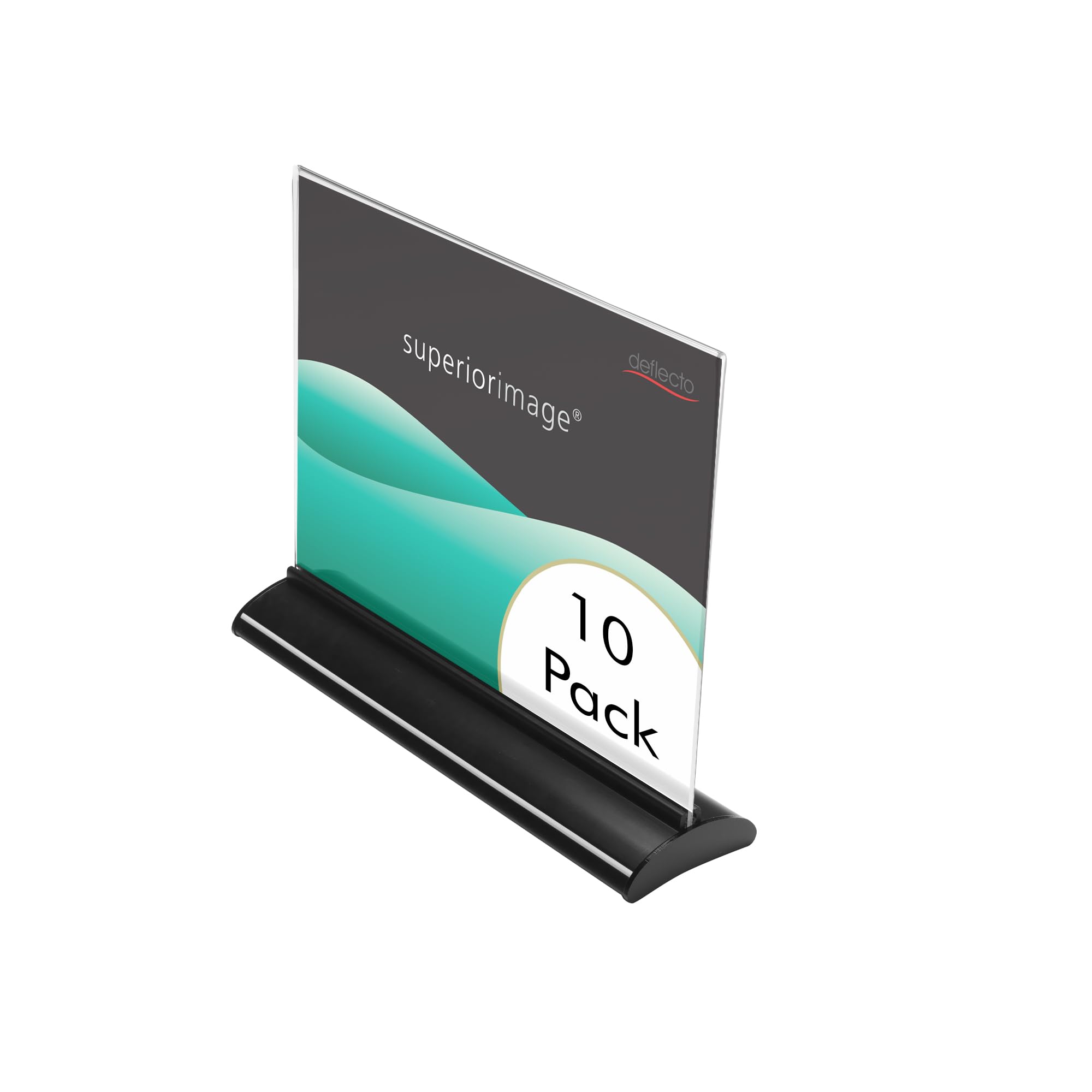 Deflecto Superior Image Landscape Contour A5 Sign Holder - Pack of 10 - A5 Plastic Display Stands - Menu Holders For Tables - Sign Stand - Display Stand - A5 Menu Holder - Display Boards Free Standing