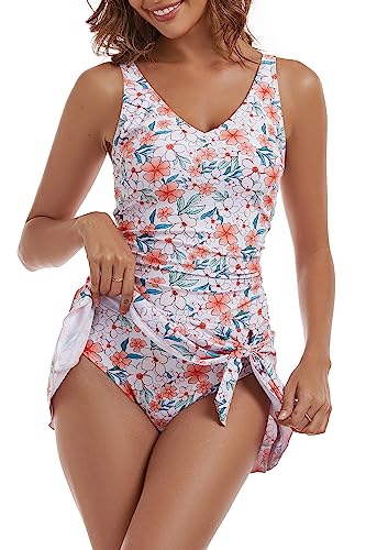 Image of Aidonger One Piece Swim Dress Swimsuits for Women Tummy Control Swimdress Skirt Bathing Suit