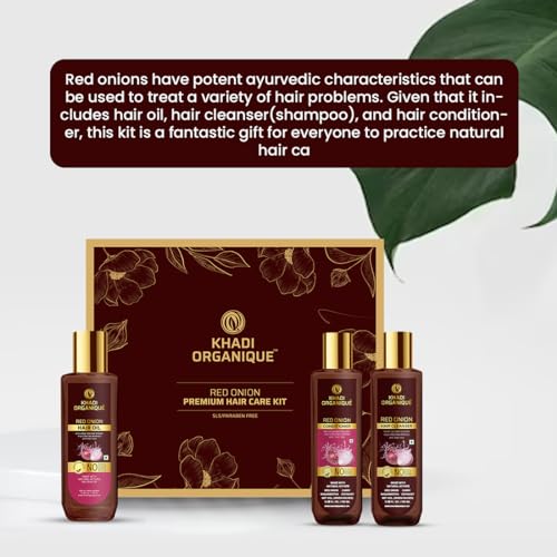 Image of Khadi Organique Red Onion Premium Hair Care Kit (SLS & PARABEN FREE) - 300Ml