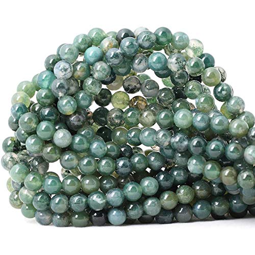 Genuine Green Moss Agate Beads for Jewelry Making Gemstone Semi Precious Stone Round 8mm Strand 15"(46-49pcs) - Image 4