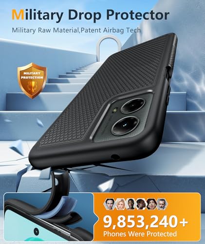 Image of FNTCASE for Moto G-5G 2024 Case: Moto G 2024 Phone Case 14FT Military Grade Drop Protection with Screen Protector Shockproof Rugged Anti-Slip Sweat-Resistant Matte Dual Layer Daily Cover (Black)