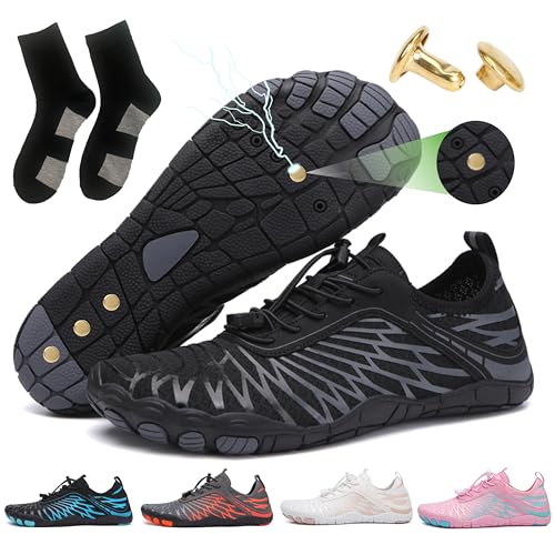 Skin Pro with Copper - Grounding Allround Barefoot Shoes, Conductive Socks & Insoles, Water Shoes for Women Men, Arch Support Orthopedic Soft Flexible Outdoor Breathable Comfortable Wide