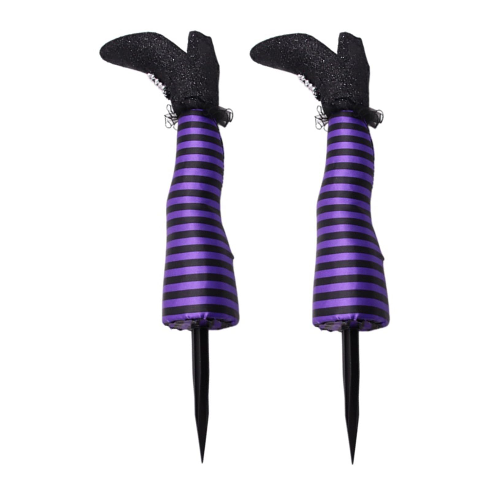 GnathicHOME Halloween Witch Leg Yard Stakes | Garden Stake Halloween Decorations for Patio Lawn Porch Roof Grassland Pathway Garden Backyard (47 * 15cm,purple-2pc)