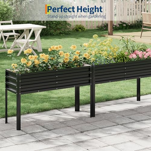 Galvanized Raised Garden Bed with Legs&Water Storage - 50×32×17 in Metal Planter Box, Outdoor Raised Garden Beds Gardening, Durable Planter Raised Beds, Sturdy Planters for Outdoor Plants (Black) by GarveeLife - Image 5