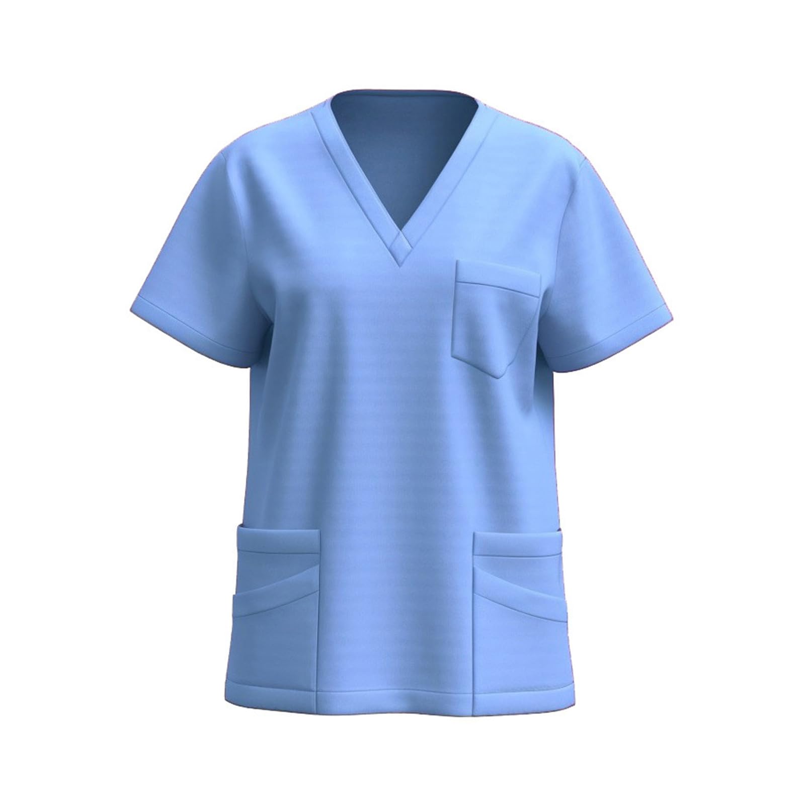 Women V Neck Scrub Tops Short Sleeve Uniform Workwear Shirts Comfy Loose Fit Pocket Blouses 2025 Solid Simple