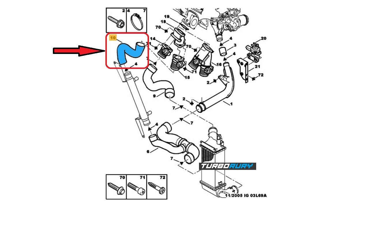 Compatibile con tubo intercooler Turbo Peugeot 406 2.2 HDI DW12TED4 0382ET 0382.ET