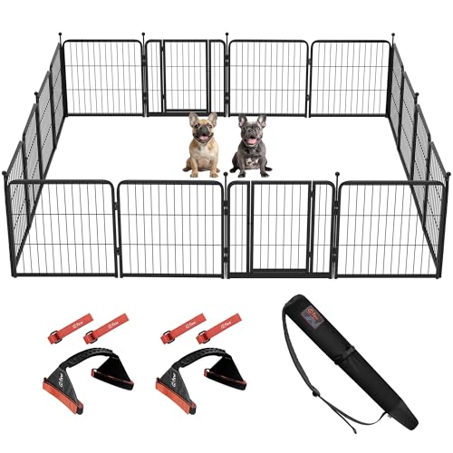 Image of FXW Instant Unleashed Dog Playpen, Portable Pet Fence for Outdoor, RV Trips, and Camping, 24 inch, 16 Panels for Puppy and Small Dogs with Easy-Carry Straps (2 Pack) and Stake Bag│Patented