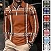 DEEX 3XL Caramel Men's Long Sleeve Polo Shirts 2025 Casual Quarter Zip Polo T Shirt Color Block Slim Fit Fashion Golf Polo Shirt