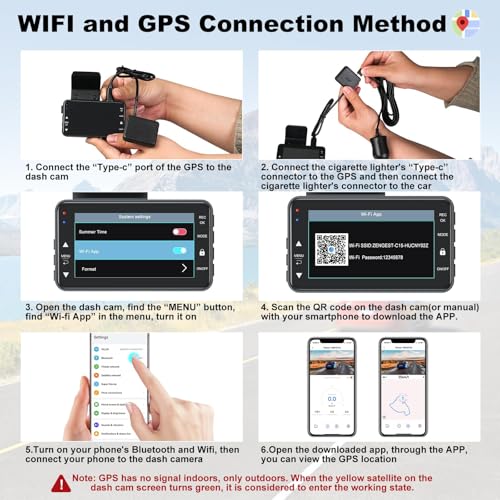 Dash Cam Front and Rear, 4K+1080P FHD Dual Camera with ADAS, GPS, 5G WiFi & App Control, 64GB Card Included, G-Sensor, Night Vision, Loop Recording, 170°Wide Angle, WDR, 24H Parking Mode — view 6